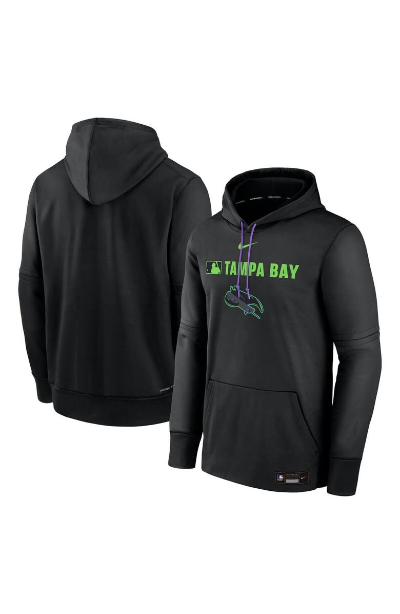 Nike Men's Nike Black Tampa Bay Rays Authentic Collection City Connect Therma Pullover Hoodie, Alternate, color, Black