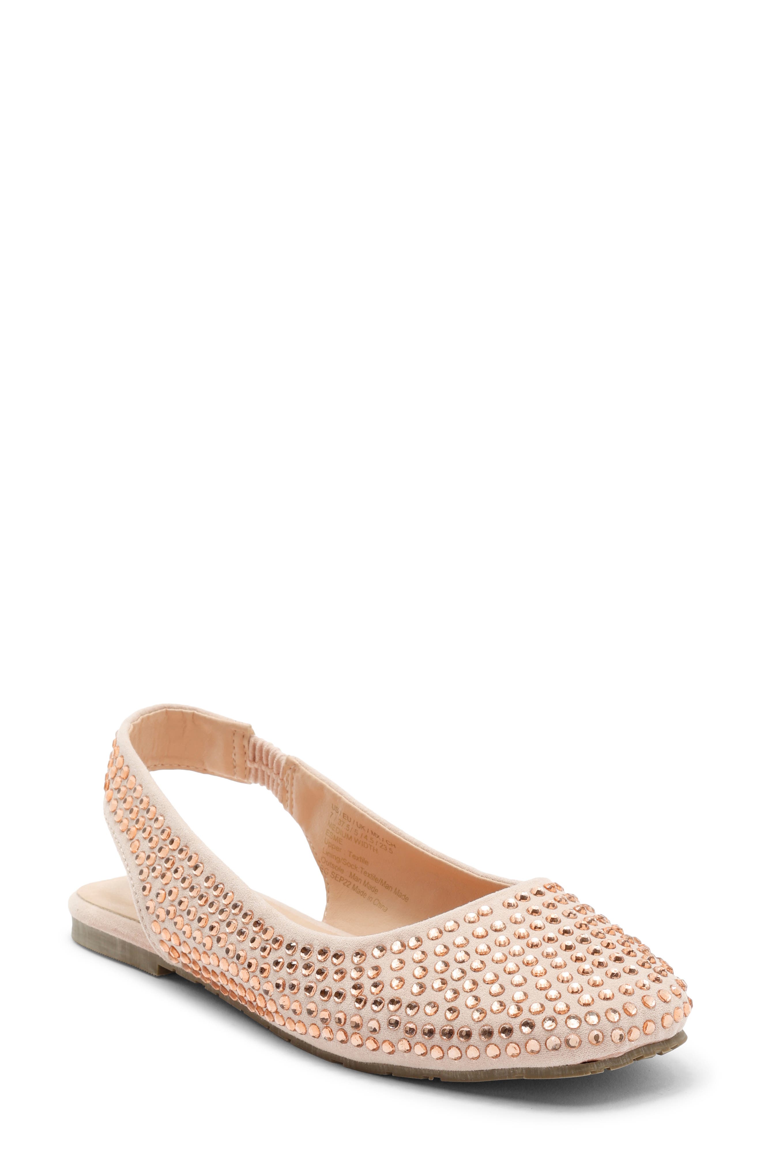 Reaction Kenneth Cole Esme Rhinestone Embellished Slingback Flat, Main, color, Blush Microsuede