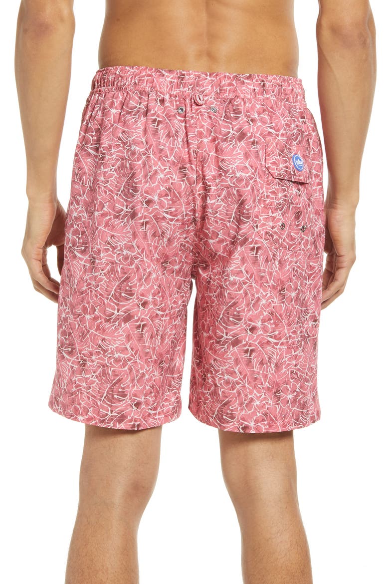 Pacific Palms Floral Swim Trunks, Alternate, color, CAPE RED