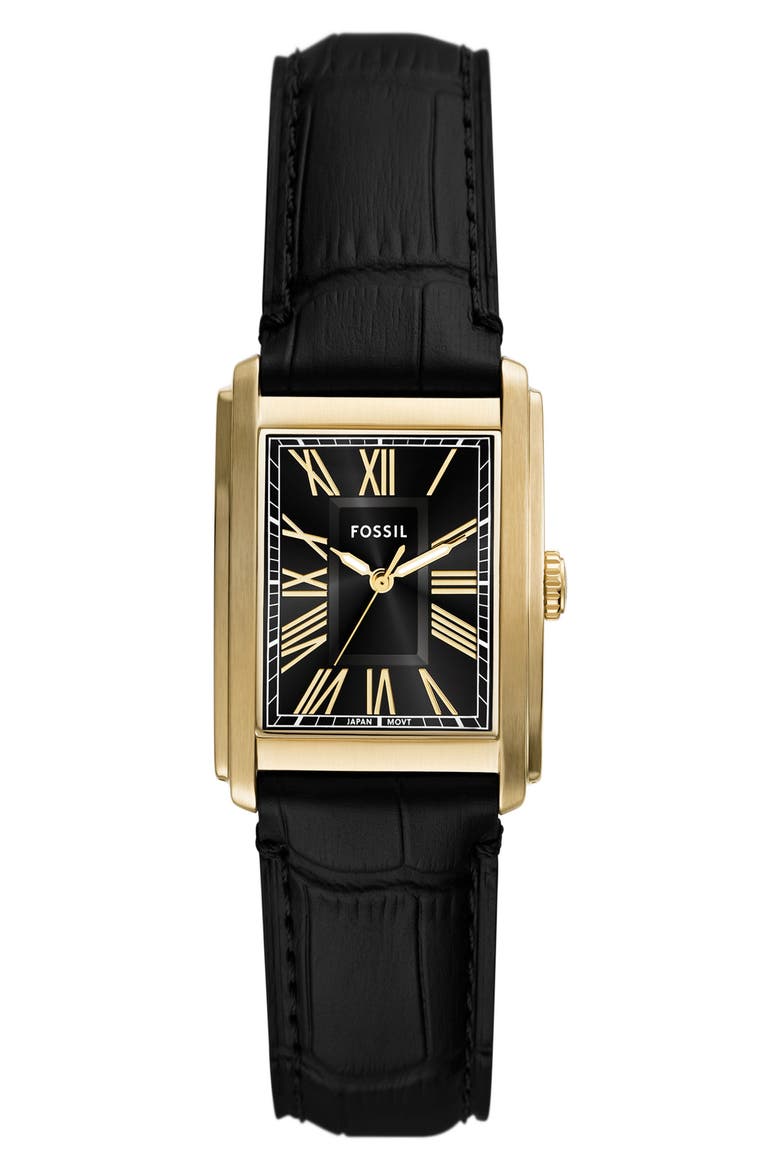 Carraway Leather Strap Watch, 30mm, Main, color, BLACK / GOLD