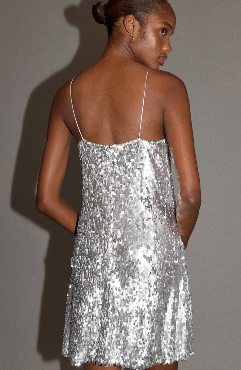 MANGO TEEN Sequin Cocktail Minidress, Alternate, color, Silver