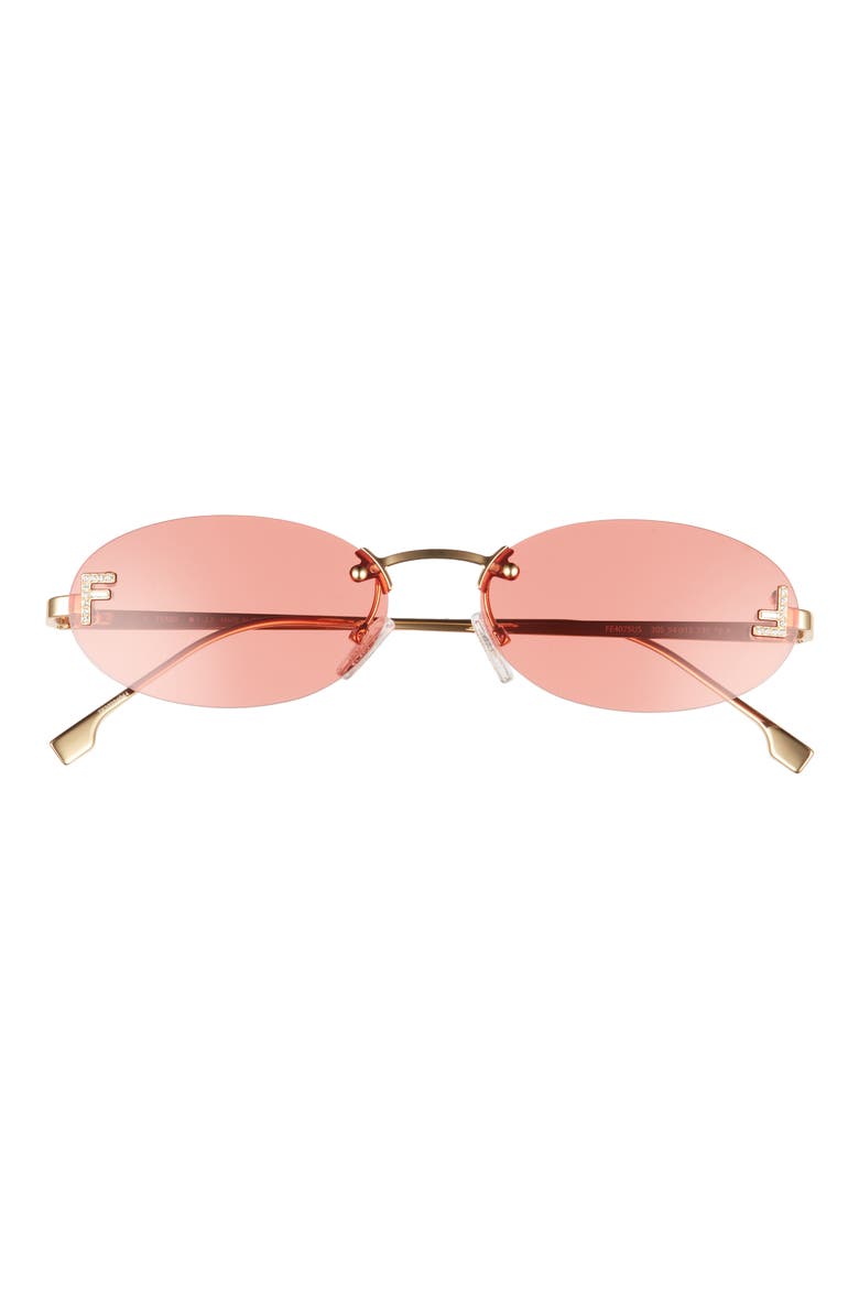 'Fendi First 54mm Oval Sunglasses, Main, color, SHINY ENDURA GOLD / BORDEAUX