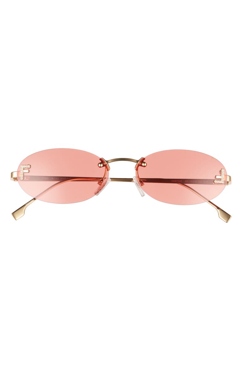 Fendi 'Fendi First 54mm Oval Sunglasses, Main, color, Shiny Endura Gold / Bordeaux