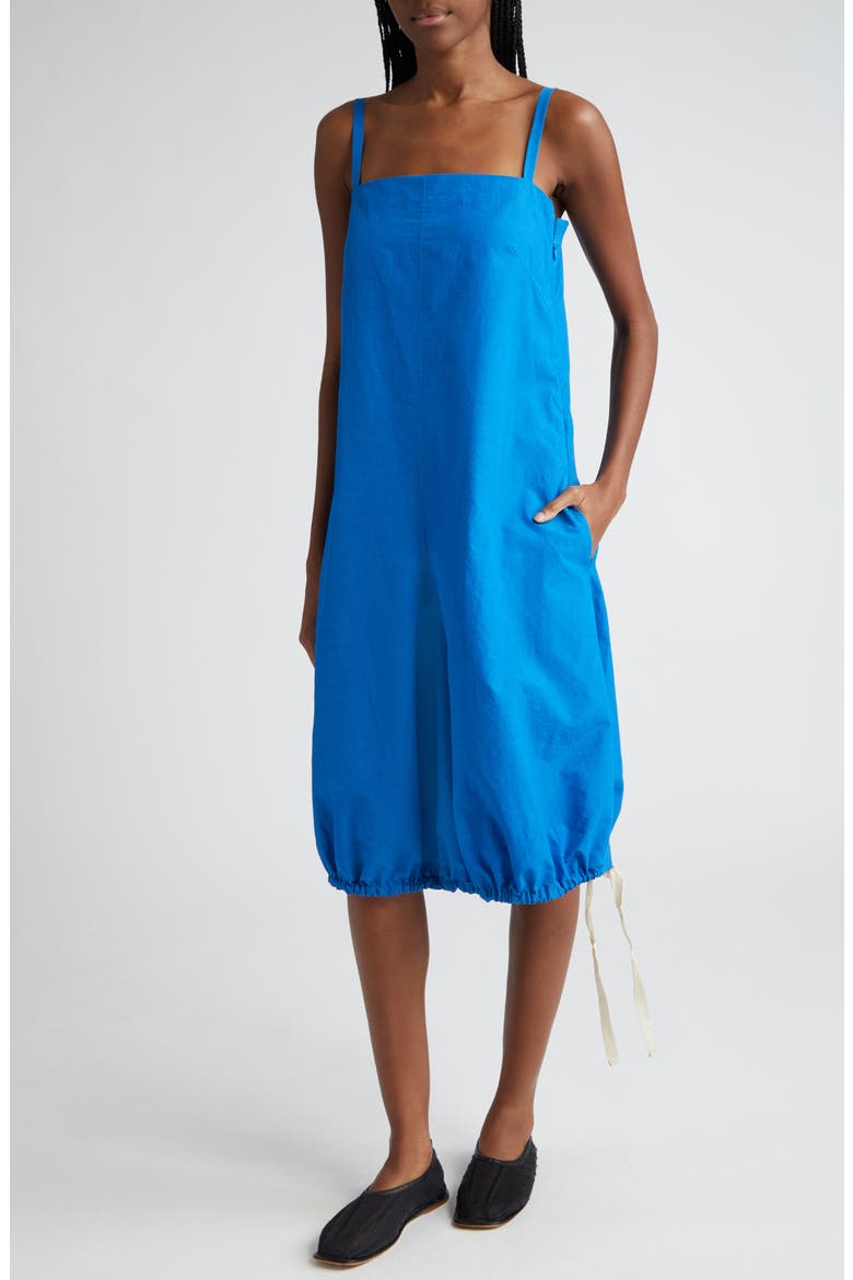 Emelia Square Neck Bubble Hem Cotton Blend Dress, Alternate, color, BLUE
