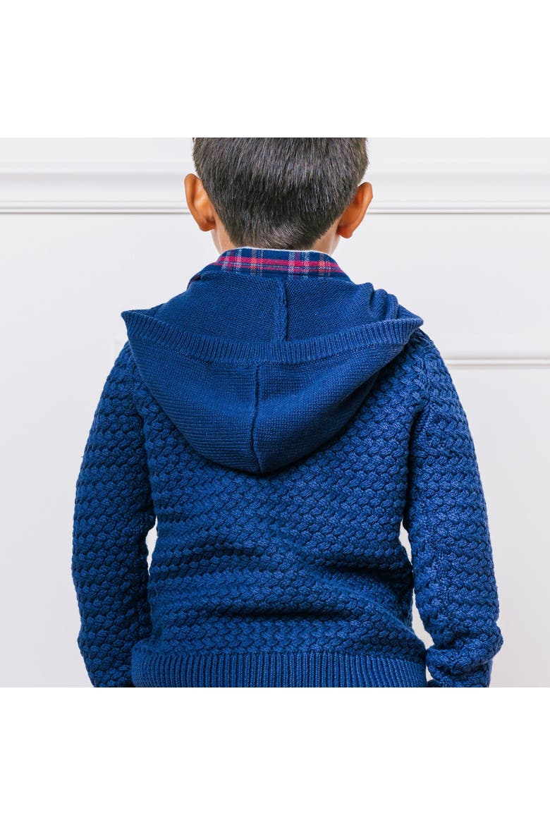 Boys' Organic Hooded Half Zip Sweater, Kids, Alternate, color, Navy Basketweave