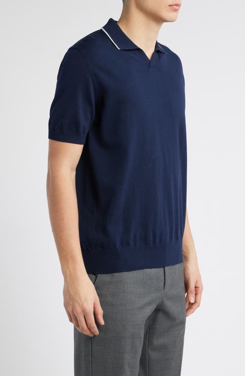 Shop Canali Regular Fit Johnny Collar Polo In Navy