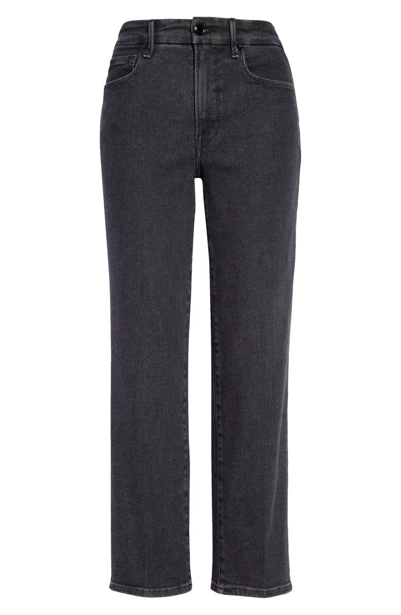 Good American Good Straight High Waist Ankle Jeans, Main, color, Black184
