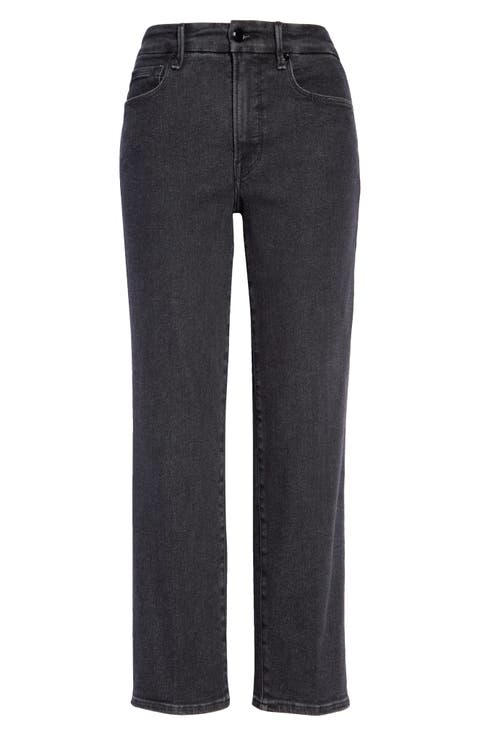 Good Straight High Waist Ankle Jeans (Black 184)