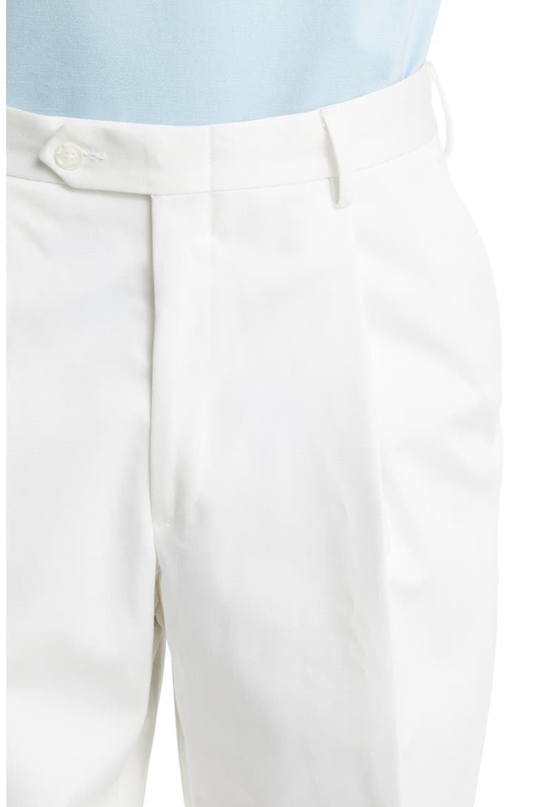 Classic Fit Pleated Cotton Twill Trousers, Alternate, color, WHITE