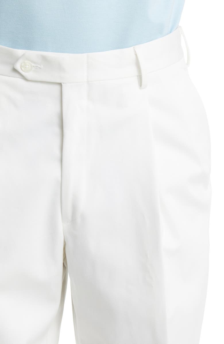 Berle Classic Fit Pleated Cotton Twill Trousers, Alternate, color, White