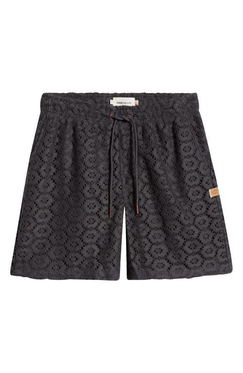 Honor The Gift Open Stitch Drawstring Shorts In Gray