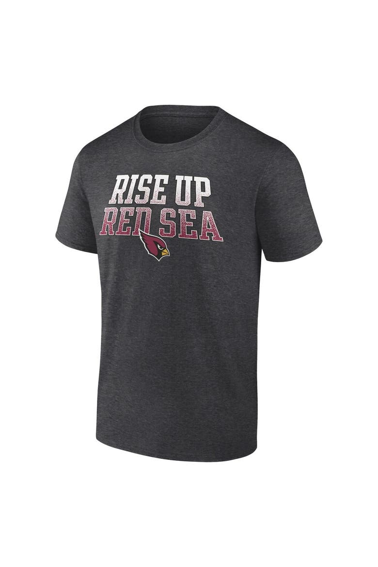 Men's Fanatics Branded Heathered Charcoal Arizona Cardinals Big & Tall Rise Up Red Sea Statement T-Shirt, Alternate, color, Heather Charcoal