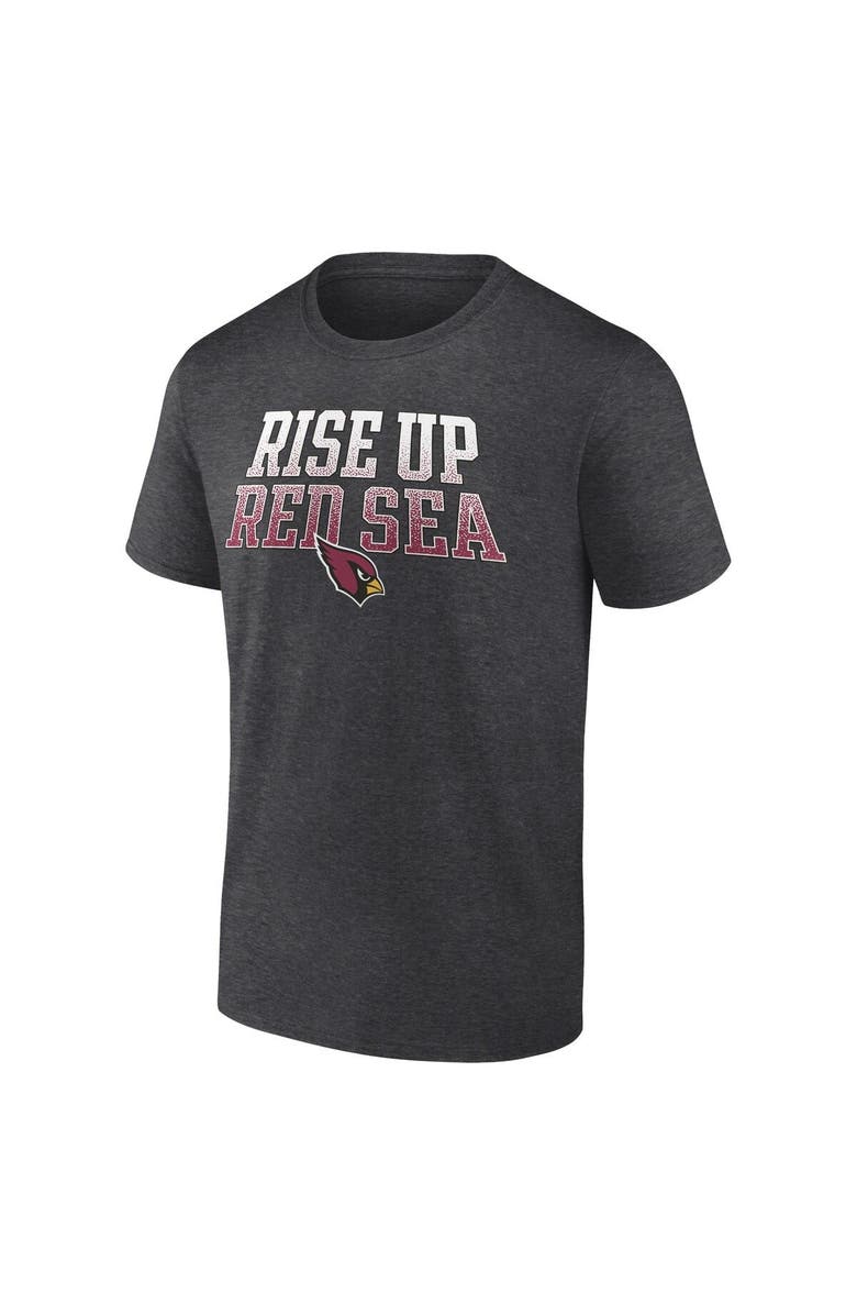 FANATICS Men's Fanatics Branded Heathered Charcoal Arizona Cardinals Big & Tall Rise Up Red Sea Statement T-Shirt, Alternate, color, Heather Charcoal