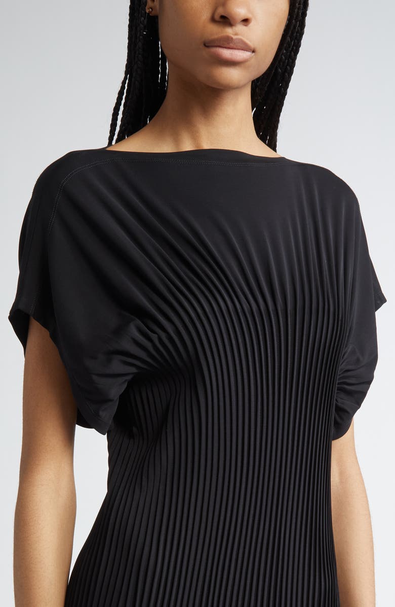 TOTEME Knife Pleated Cap Sleeve Jersey Maxi Dress, Alternate, color, Black