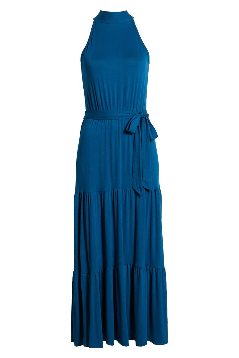Tiered Halter Maxi Dress, Alternate, color, DK TEAL