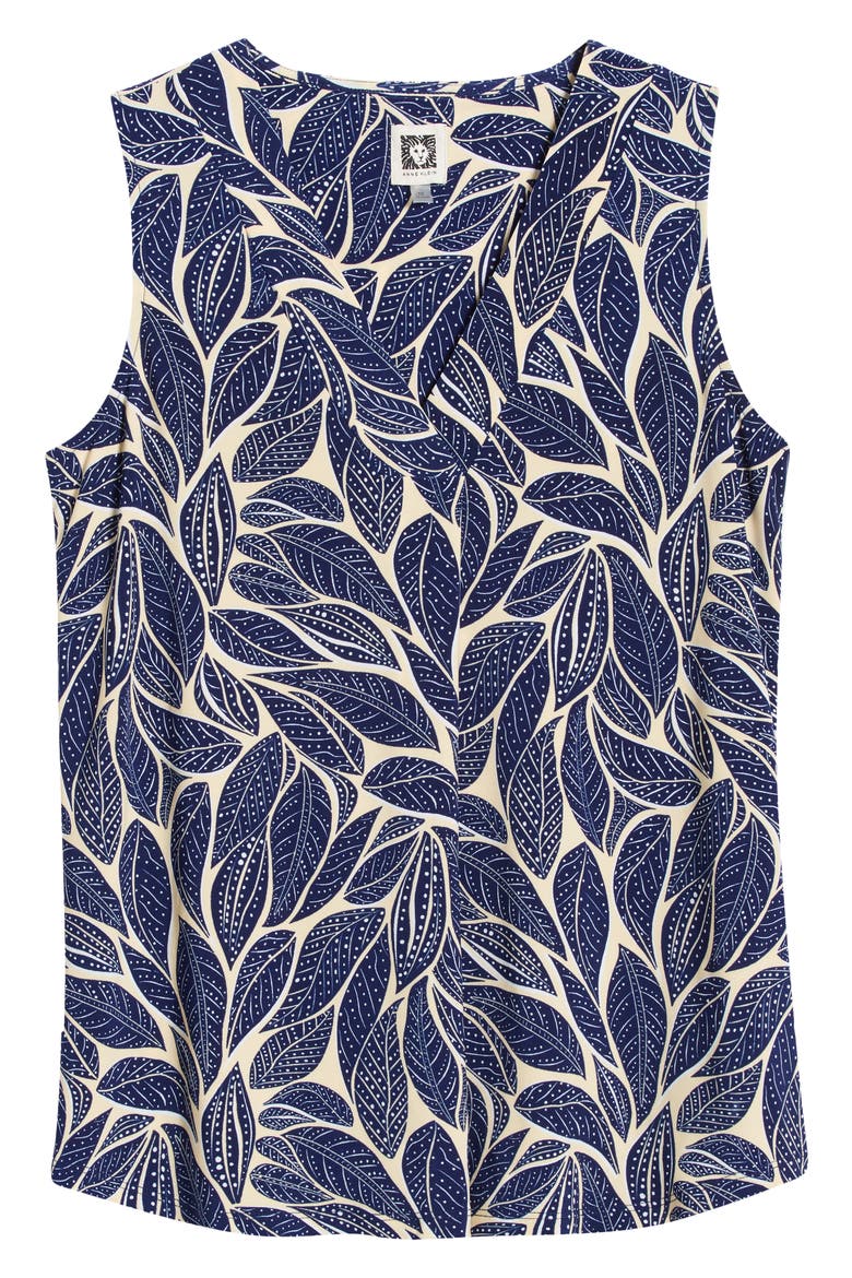 Print Sleeveless Top, Alternate, color, GOLDEN STRAW/BLUE