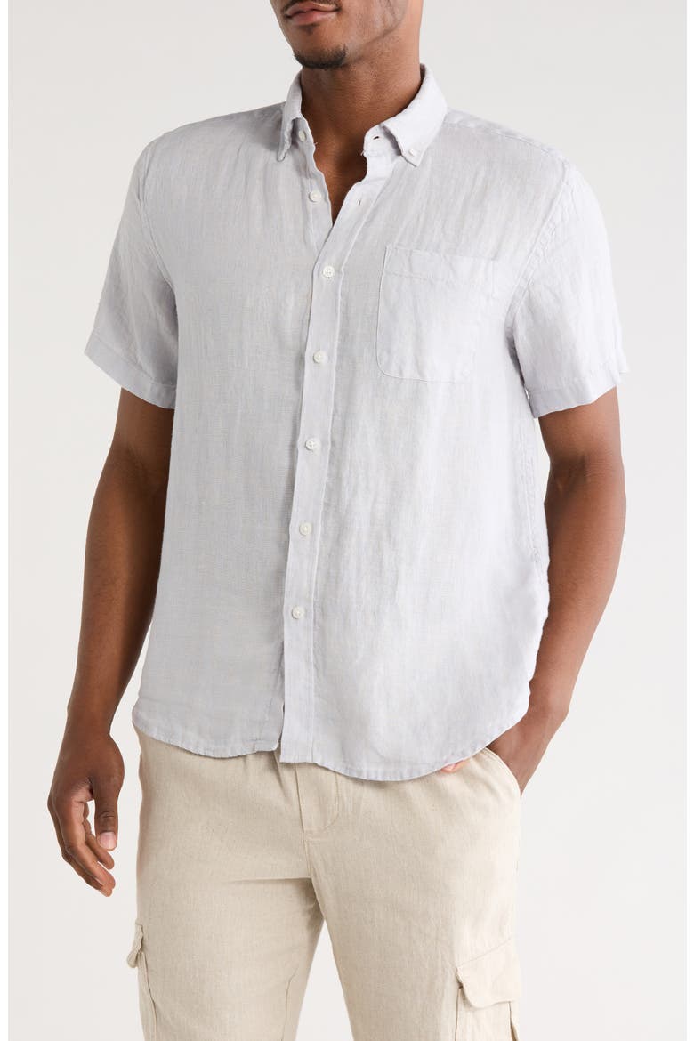 Stonnington Linen Button-Down Shirt, Main, color, STONINGTON GRAY