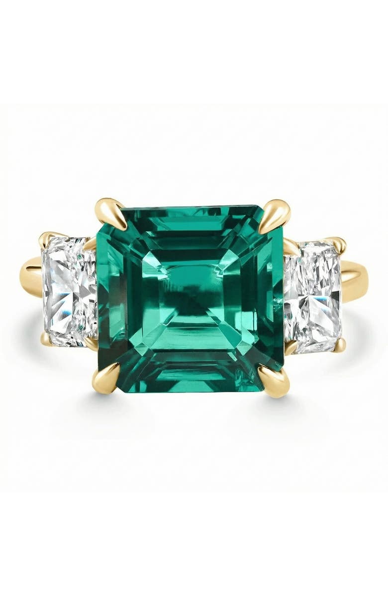 Bliss Diamond 8Ct Asscher Cut Emerald & Diamond Ring 14k Gold or Platinum Lab Grown, Main, color, 14K Yellow Gold