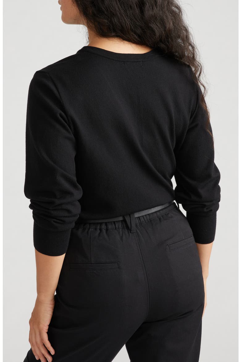 Flora V-Neck Sweater, Alternate, color, BLACK