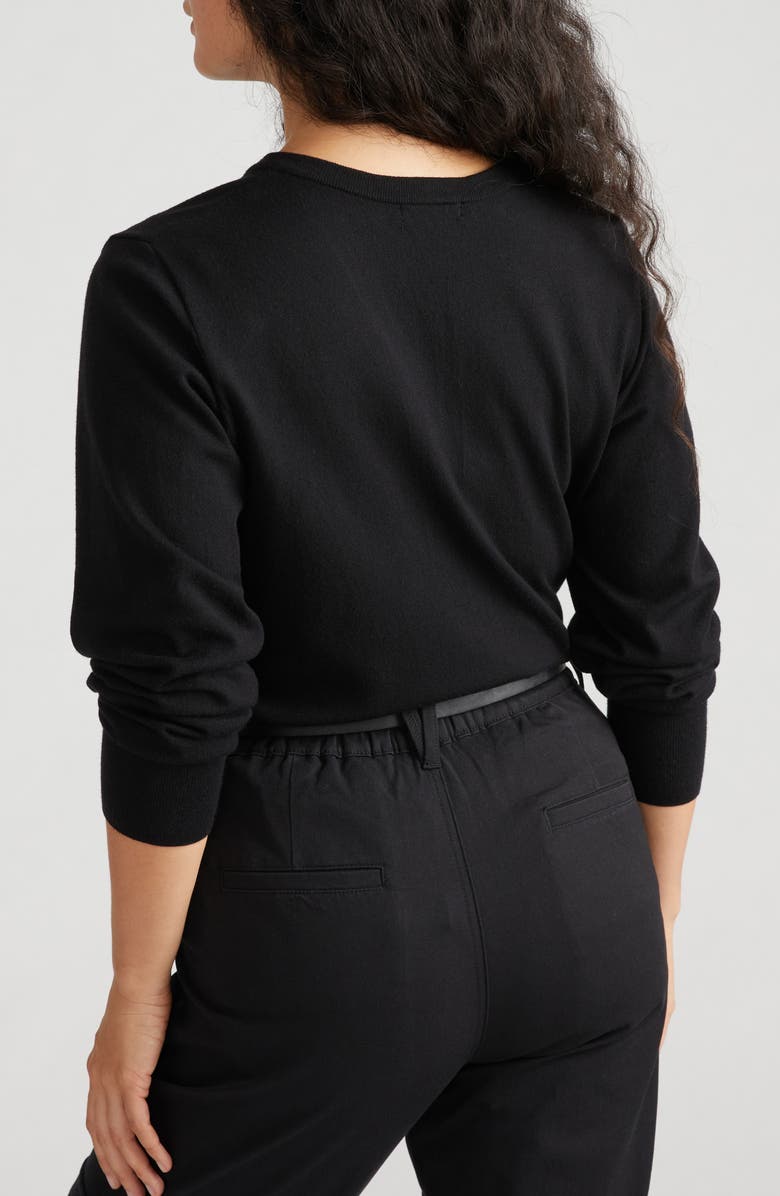 Universal Standard Flora V-Neck Sweater, Alternate, color, Black