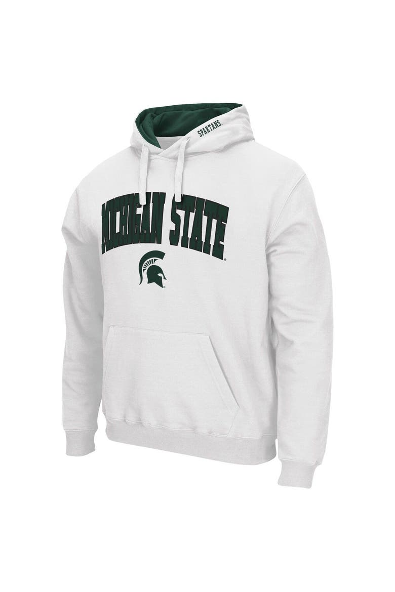 Men's Colosseum White Michigan State Spartans Arch & Logo 3.0 Pullover Hoodie, Alternate, color, White