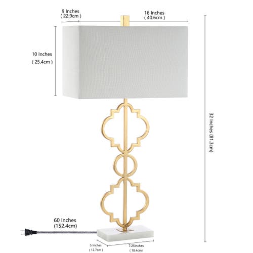 Jonathan Y Selina Iron Ogee Trellis Modern Led Table Lamp In Gold Leaf