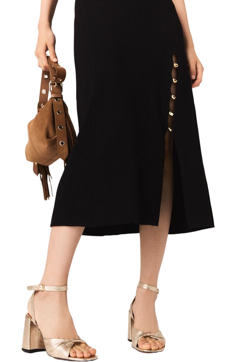 maje Metallic leather sandals with heels, Alternate, color,