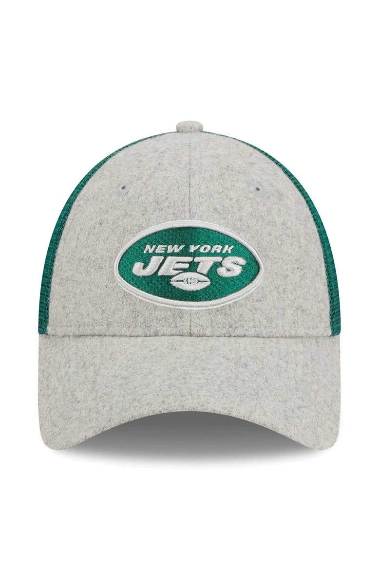 New Era Men's New Era Heather Gray/Green New York Jets Pop Trucker 9FORTY Adjustable Hat, Alternate, color, 