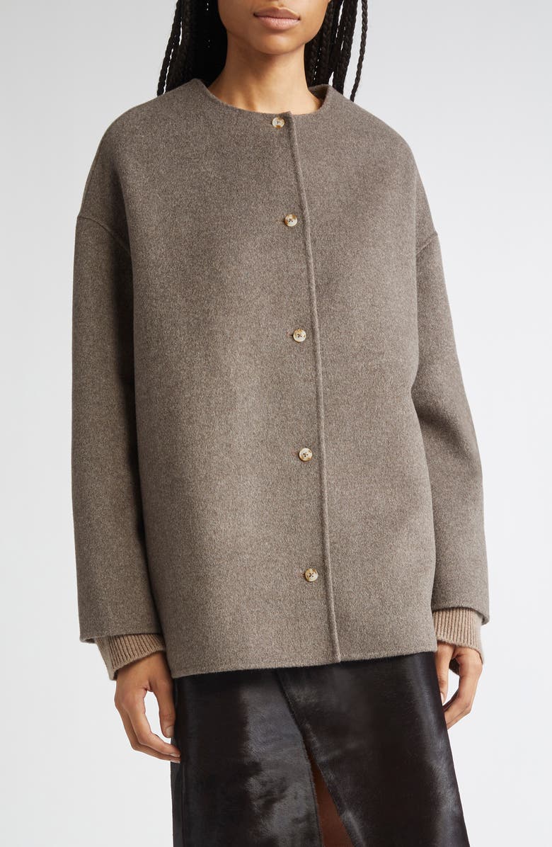 LOULOU DE SAISON Dunne Single Breasted Wool & Cashmere Coat, Main, color, Taupe Melange