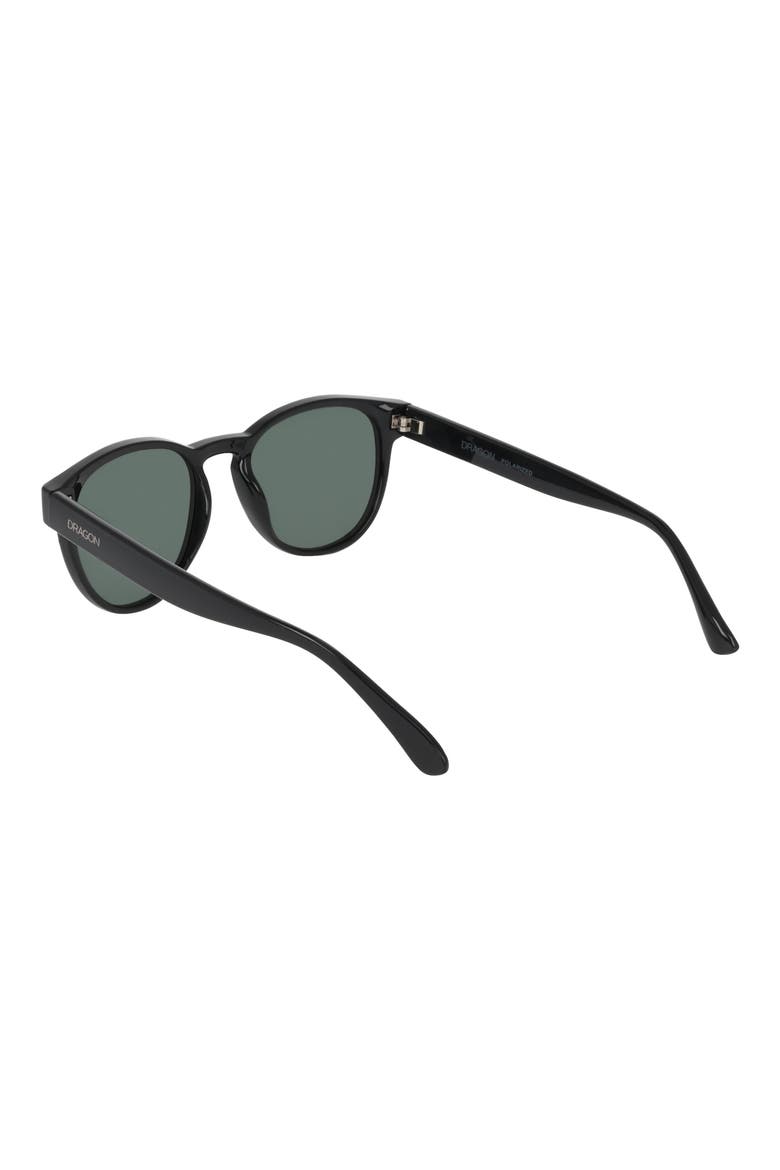 53mm Round Sunglasses, Alternate, color, SHINY BLACK/ GREEN