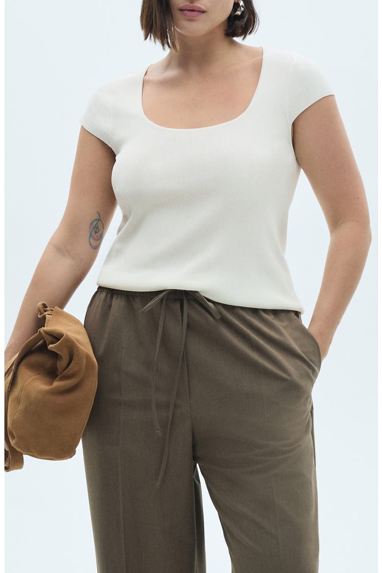 Short Sleeve Rib Sweater, Alternate, color, OFF WHITE