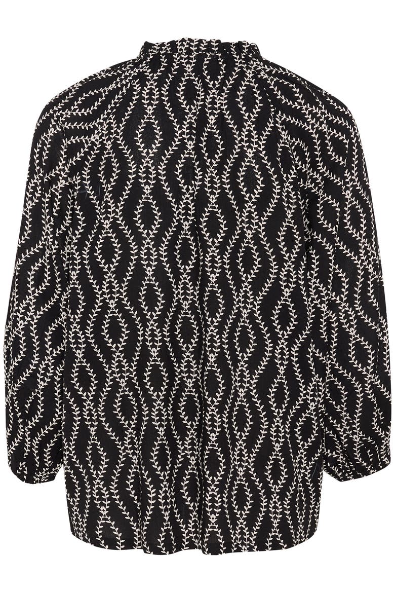 KAsigrid 3/4 Sleeves V-notch Neck Blouse, Alternate, color, Black/Chalk Print