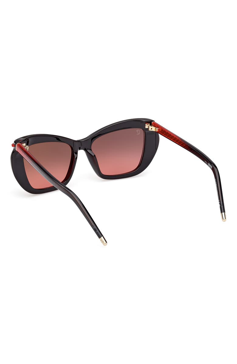 Christian Louboutin 53mm Geometric Sunglasses, Alternate, color, Black / Red Inside / Zeiss