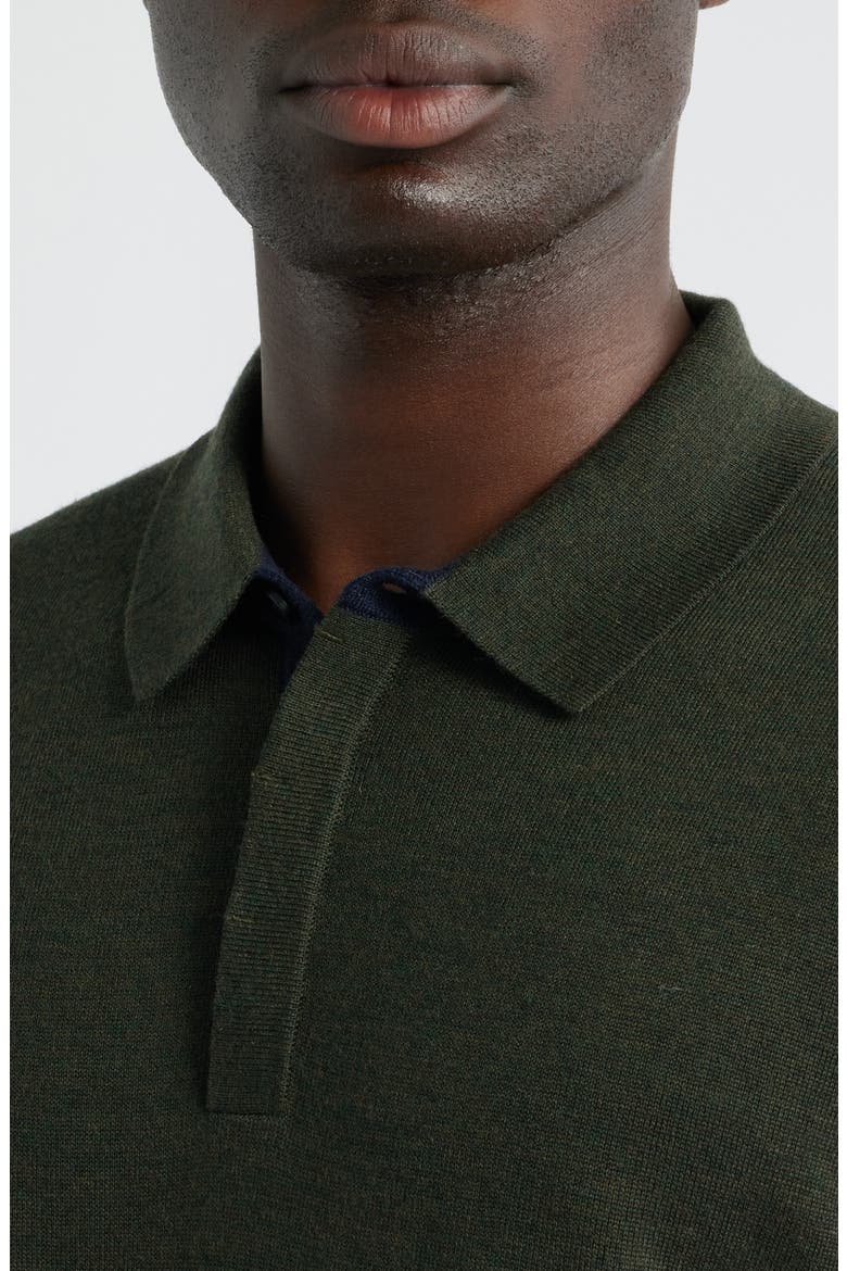 Thomas Merino Wool Long Sleeve Polo, Alternate, color, OLIVE