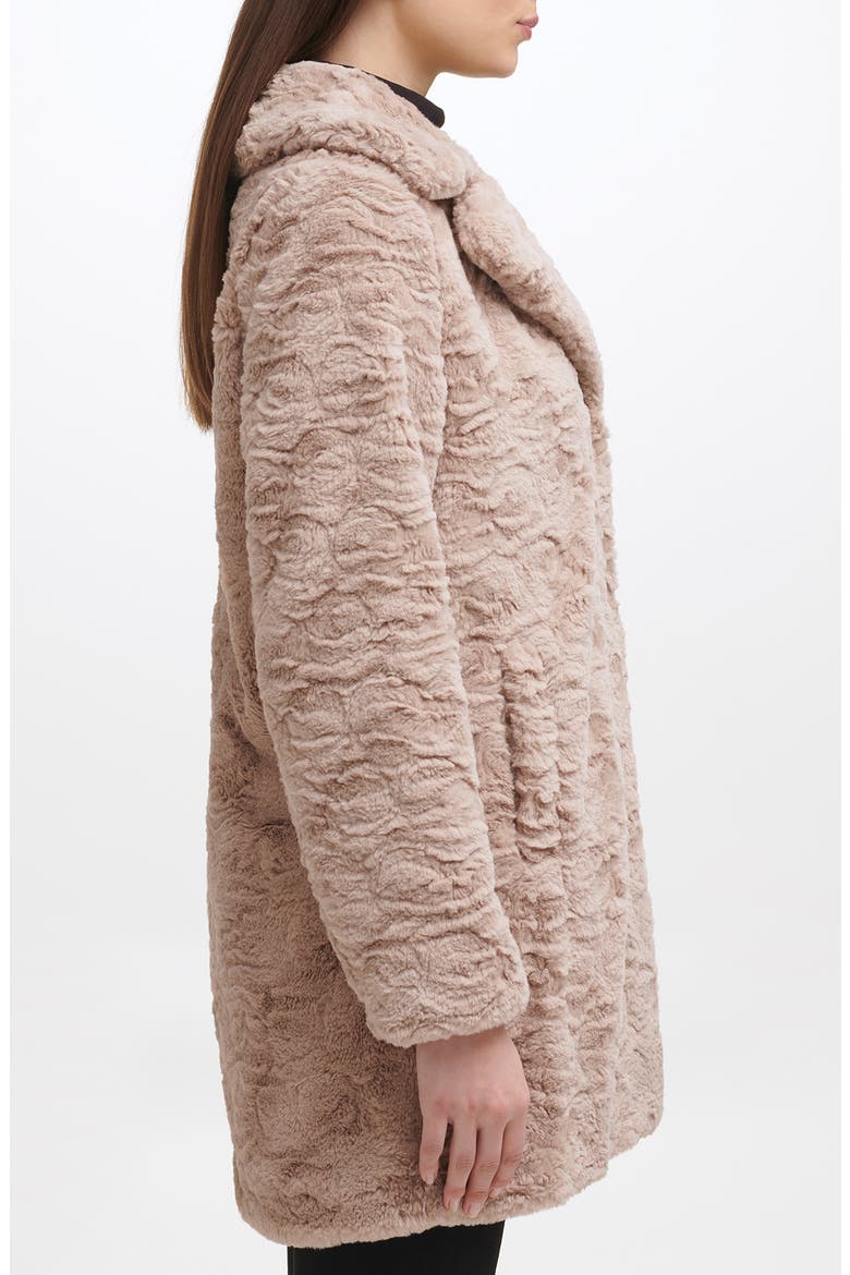 Notch Collar Faux Fur Coat, Alternate, color, TRUFFLE
