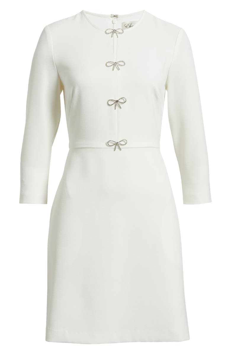 Eliza J Bow Embellished A-Line Dress, Alternate, color, Ivory