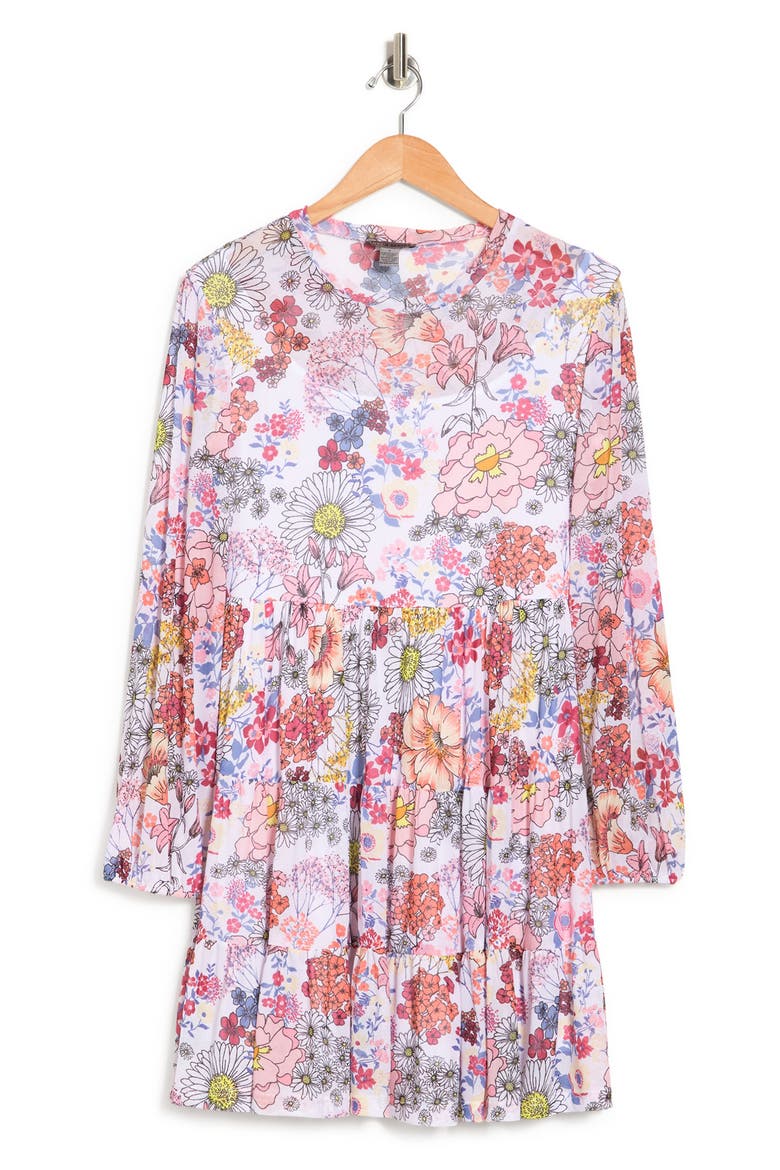 Catherine Long Sleeve Mesh Babydoll Dress, Alternate, color, CALM SUNDAY