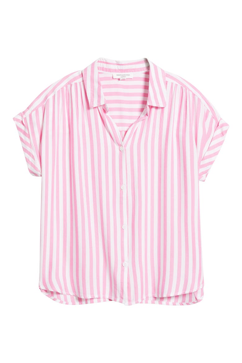 Daria Stripe Short Sleeve Button-Up Shirt, Alternate, color, SPRING TULIP