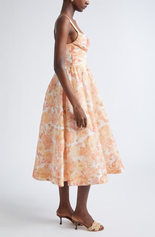 Zimmermann Womens Golden Bloom Rebellion Drape Linen And Silk Midi Dress In Orange