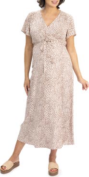 Angel Maternity Animal Print Maternity/Nursing Wrap Dress
