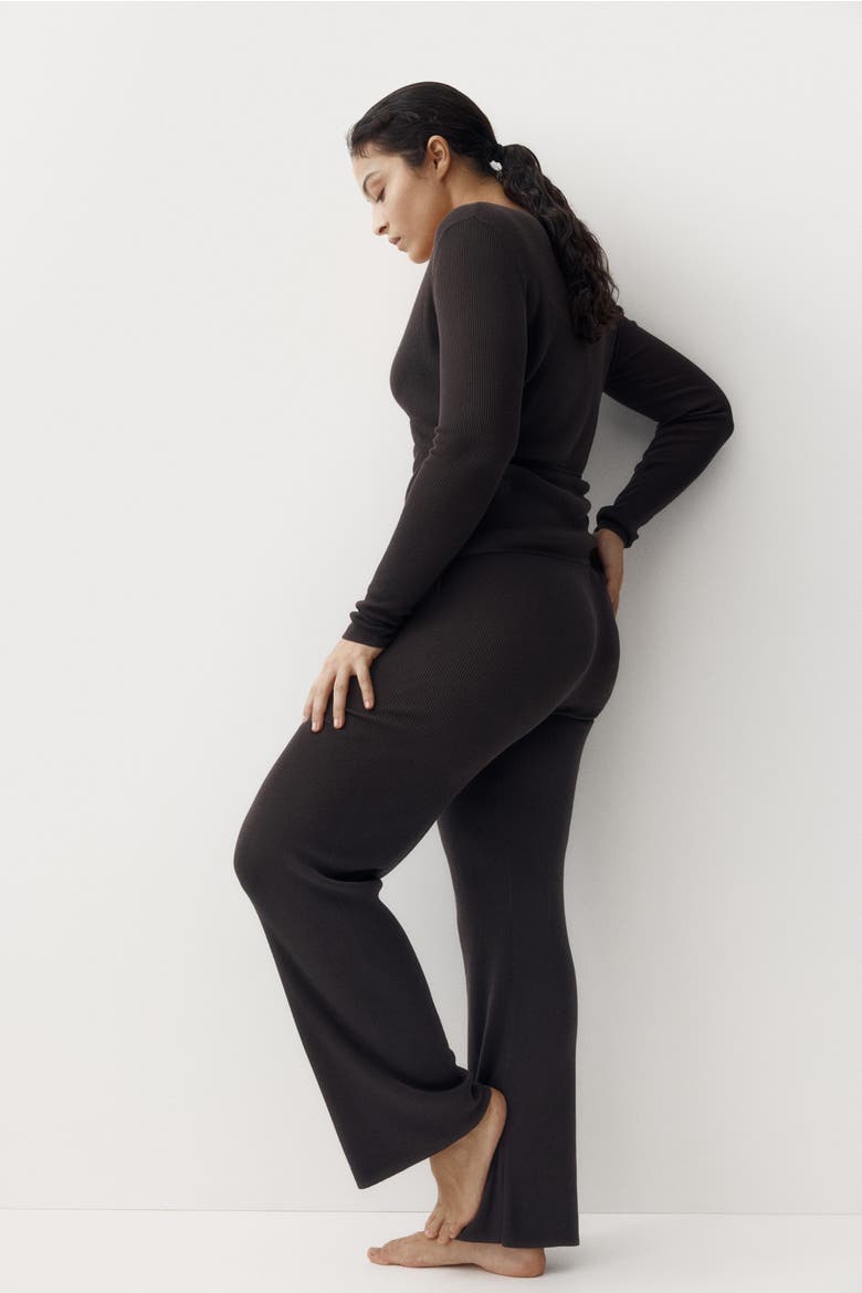 Rib-knit Trousers, Alternate, color, Dark brown