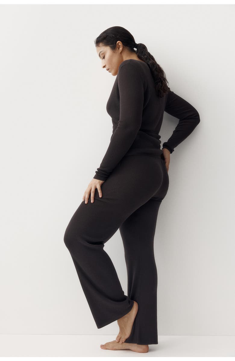 H&M Rib-knit Trousers, Alternate, color, Dark Brown