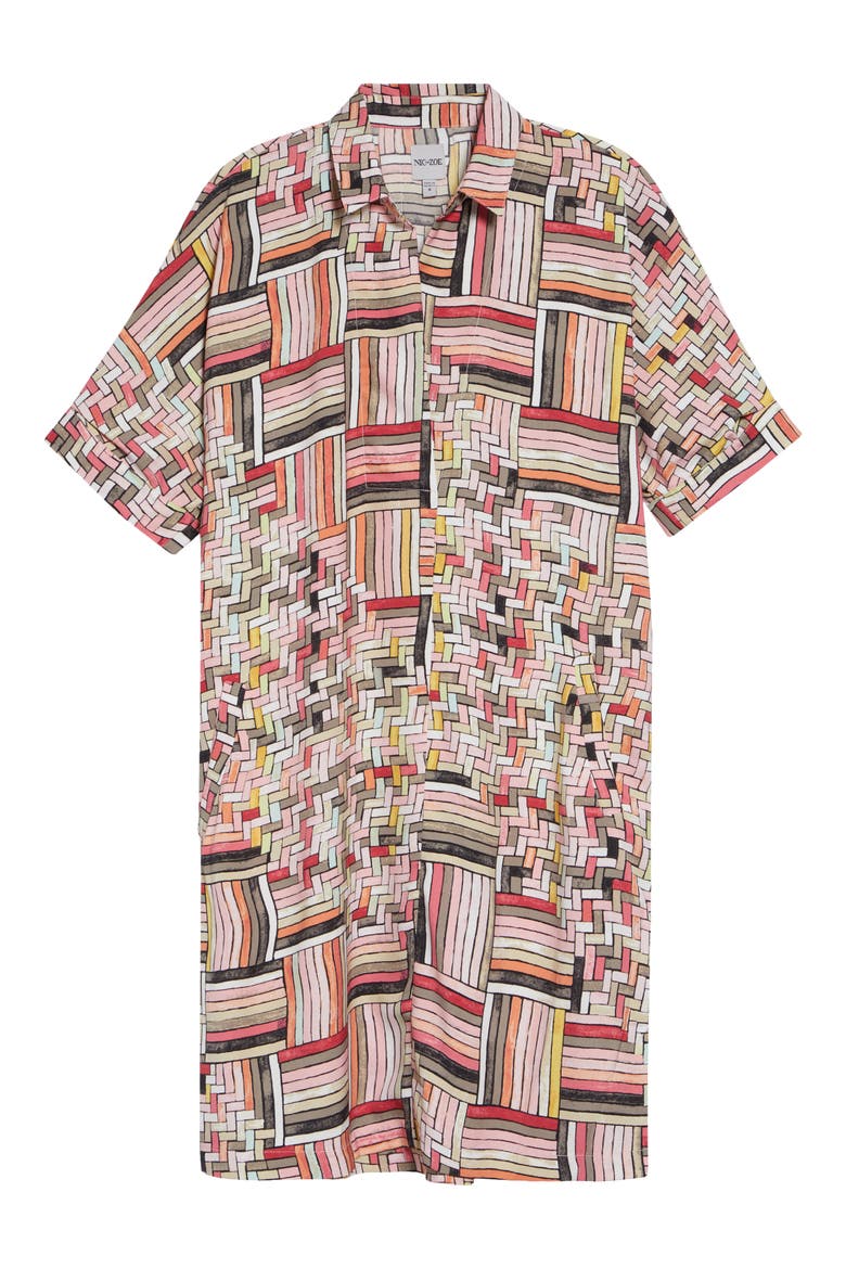 Devon Colorweave Cotton Blend Shift Shirtdress, Alternate, color, PINK MULTI