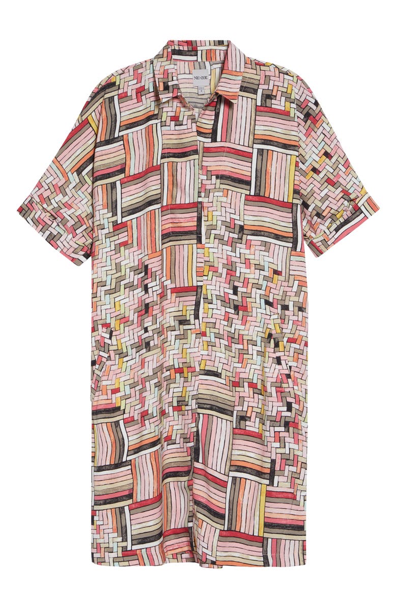 NIC+ZOE Devon Colorweave Cotton Blend Shift Shirtdress, Main, color, Pink Multi