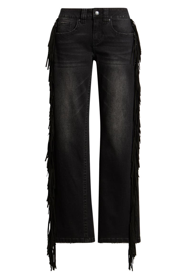 Fringe Low Rise Relaxed Straight Leg Jeans, Alternate, color, BLACK WASH