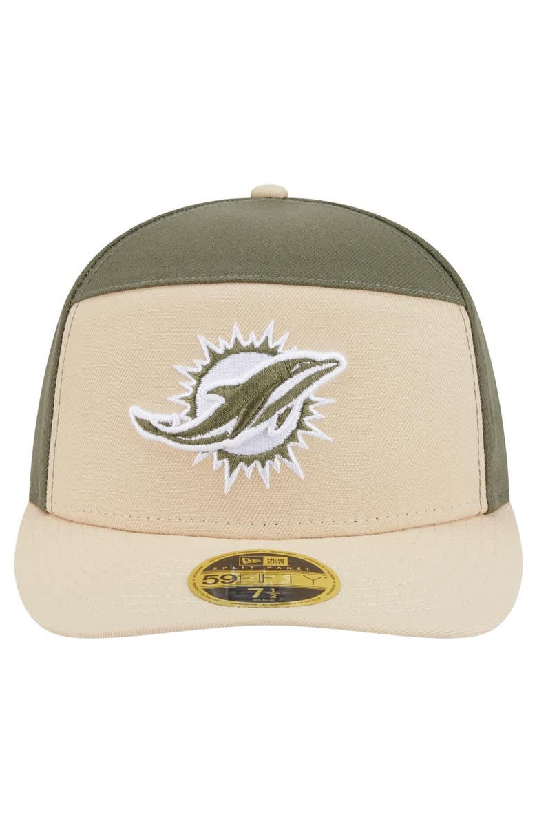 New Era Men's New Era Light Beige/Olive Miami Dolphins Two-Tone Color Pack Split Panel 59FIFTY Fitted Hat, Alternate, color, Light Beige