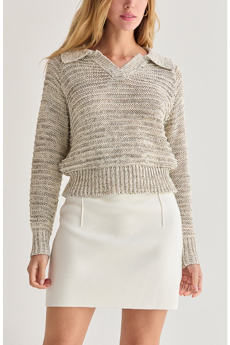 Marled Polo Sweater, Main, color, White Melange