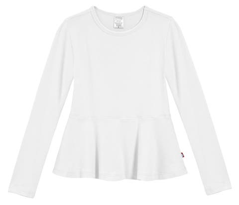 Girls Soft Cotton Long Sleeve Peplum Tee (Toddler, Little Kid & Big Kid)