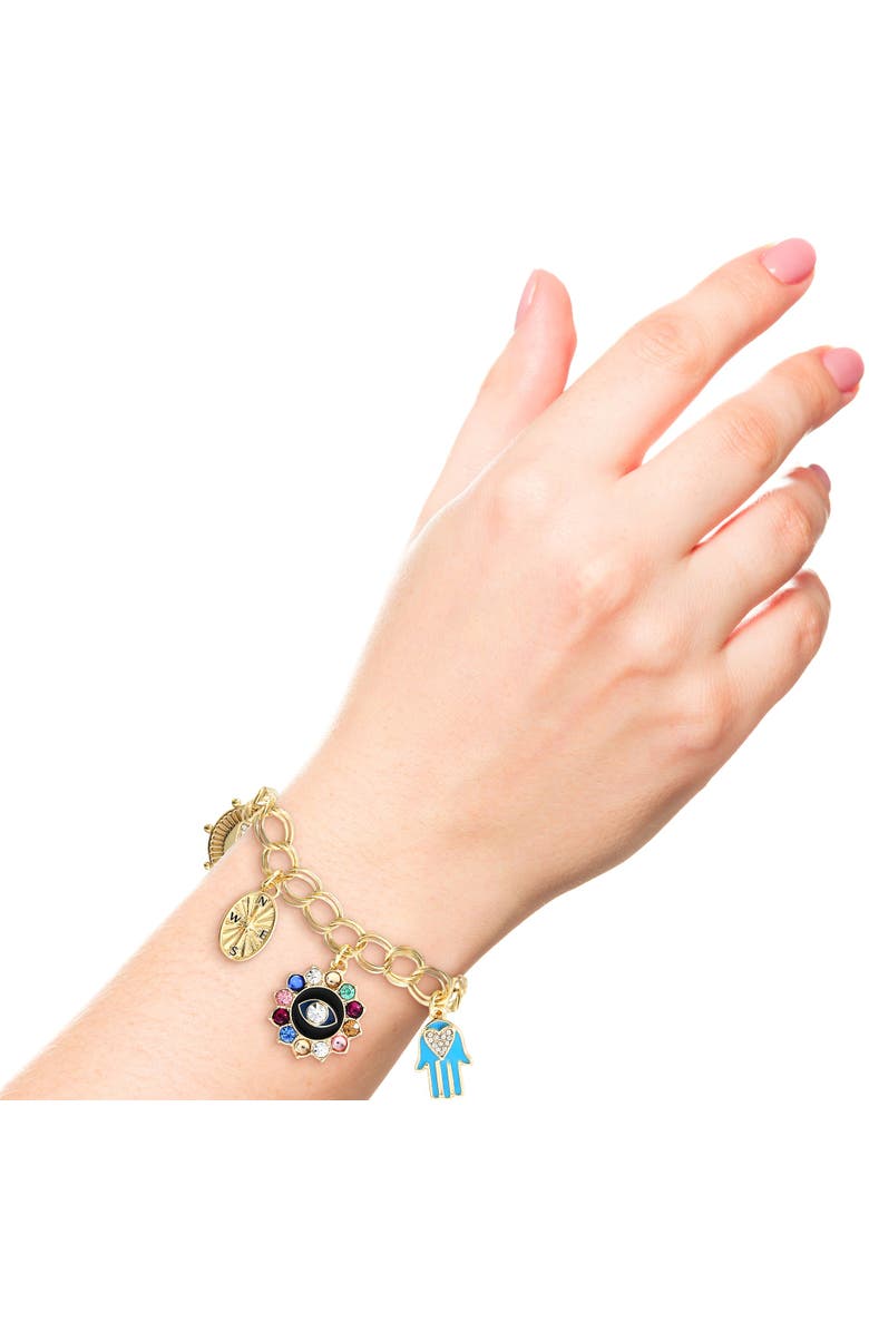 Jessica Simpson Gold-Tone Evil Eye Bracelet, Alternate, color, 