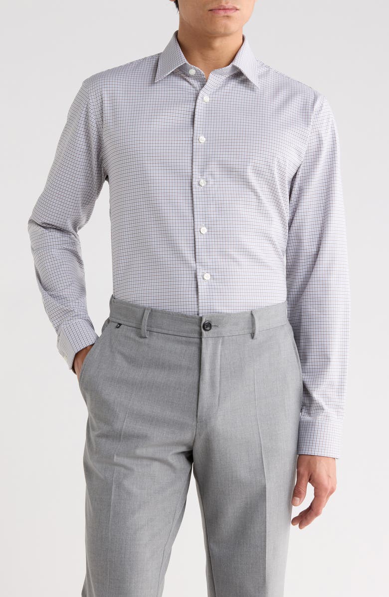 Nordstrom Trim Fit Premium Check Cotton Button-Up Shirt, Main, color, Brown- Blue Bono Plaid